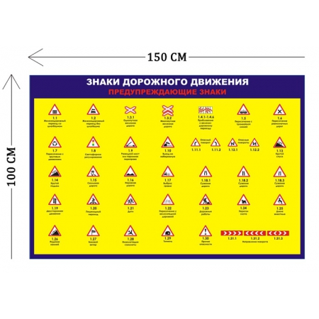 СТН-403 - Cтенд Знаки дорожного движения предупреждающие 100 х 150 см